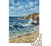 1000 Piece Jigsaw Puzzle for Adults, 52x38cm/1000pcs, Impressionistic Seascape with Cliffs And Birds, Winter Indoor Activity, Home Relaxation And Cold-Weather Weekends
