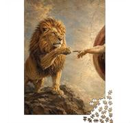 1000 Piece Jigsaw Puzzle for Adults, 52x38cm/1000pcs, Lion And God's Hand, Shared Puzzle Activity, Quiet Home Time And Friends And Family