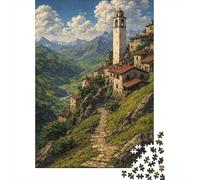 1000 Piece Jigsaw Puzzle for Adults, 52x38cm/1000pcs, Medieval Mountain Village, Screen-Free Winter Activity, Home Relaxation And Time at Home