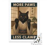 1000 Piece Jigsaw Puzzle for Adults, 52x38cm/1000pcs, More Paws Less Claws Cat Poster, Thoughtful Gift Idea, Winter Home Activity And Quiet Weekends