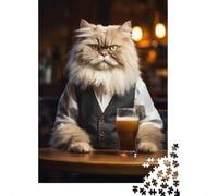 1000 Piece Jigsaw Puzzle for Adults, 52x38cm/1000pcs, Persian Cat in The Pub, Thoughtful Gift Idea, Screen-Free Leisure And Evening Downtime