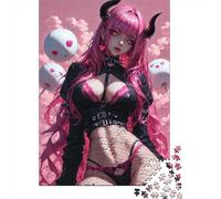 1000 Piece Jigsaw Puzzle for Adults, 52x38cm 1000pcs Pink Haired Demon Girl