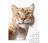 1000 Piece Jigsaw Puzzle for Adults, 52x38cm/1000pcs, Playful Wild Cat Taking Selfie, Idea, Screen-Free Activity And Cosy Winter Evenings