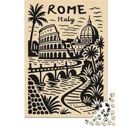 1000 Piece Jigsaw Puzzle for Adults, 52x38cm/1000pcs, Rome Italy Landmark Illustration, Shared Puzzle Activity, Quiet Home Time And Couples And Families