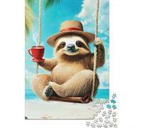 1000 Piece Jigsaw Puzzle for Adults, 52x38cm/1000pcs, Sloth on A Swing, Screen-Free Activity And Quiet Winter Weekends
