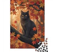 1000 Piece Jigsaw Puzzle for Adults, 52x38cm/1000pcs, The Black Cat's Autumn Vigil, Thoughtful Gift Idea, Screen-Free Leisure And Evening Downtime