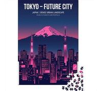 1000 Piece Jigsaw Puzzle for Adults, 52x38cm/1000pcs, Tokyo Future City Neon Landscape, Screen-Free Winter Activity, Home Relaxation And Time at Home
