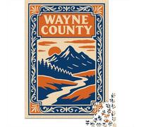 1000 Piece Jigsaw Puzzle for Adults, 52x38cm/1000pcs, Wayne County Landscape Illustration, Indoor Puzzle Activity, Home Relaxation And Time at Home