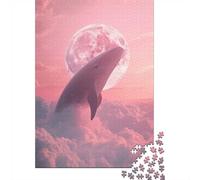 1000 Piece Jigsaw Puzzle for Adults, 52x38cm/1000pcs, Whale In The Pink Sky, Shared Puzzle Activity, Quiet Home Time And Friends And Family