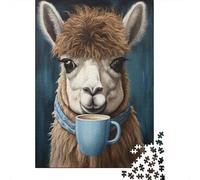 1000 Piece Jigsaw Puzzle for Adults, 70x50cm 1000pcs Alpaca with Coffee Cup | For rainy days at home: Adult jigsaw puzzle with 1000 pieces creates a longer, more absorbing puzzle session.
