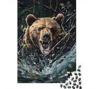 1000 Piece Jigsaw Puzzle for Adults, 70x50cm/1000pcs, Bear Smashing through The Undergrowth Branches, Screen-Free Winter Activity, Home Relaxation And Time at Home