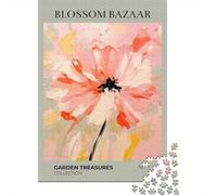 1000 Piece Jigsaw Puzzle for Adults, 70x50cm/1000pcs, Blossom Bazaar Garden Treasures ｜ Coral Bloom Watercolor Botanical Print, Screen-Free Family Time, Quiet Home Time And Couples And Families
