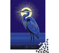 1000 Piece Jigsaw Puzzle for Adults, 70x50cm/1000pcs, Blue Heron Under A Radiant Moon, Screen-Free Activity And Cosy Winter Evenings