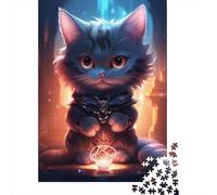 1000 Piece Jigsaw Puzzle for Adults, 70x50cm/1000pcs, Cute Black Grey Light Cat, Indoor Puzzle Activity, Quiet Evening Leisure And Cosy Evenings