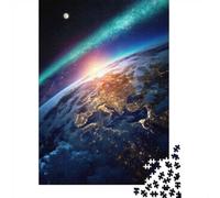 1000 Piece Jigsaw Puzzle for Adults, 70x50cm/1000pcs, Earth from Space with Aurora And Moon, Shared Puzzle Activity, Quiet Home Time And Friends And Family