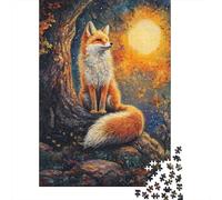 1000 Piece Jigsaw Puzzle for Adults, 70x50cm/1000pcs, Fox Under Full Moon, Family Activity, Time Around The Table And Weekend Downtime