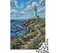 1000 Piece Jigsaw Puzzle for Adults, 70x50cm/1000pcs, Lighthouse on A Cliff Overlooking The Ocean, Thoughtful Gift Idea, Relaxing Indoor Activity And Quiet Weekends