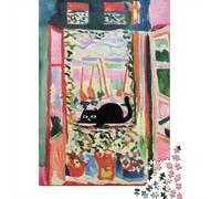 1000 Piece Jigsaw Puzzle for Adults, 70x50cm/1000pcs, Matisse Open Window Cat, Shared Puzzle Activity, Weekend Leisure And Weekend Downtime