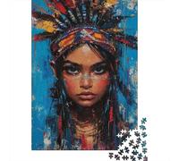 1000 Piece Jigsaw Puzzle for Adults, 70x50cm/1000pcs, Native American Girl Painting, Shared Puzzle Activity, Weekend Leisure And Weekend Downtime