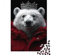 1000 Piece Jigsaw Puzzle for Adults, 70x50cm/1000pcs, Polar Bear King in Red Coat, Indoor Puzzle Activity, Weekend Downtime And Cosy Evenings