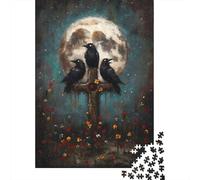 1000 Piece Jigsaw Puzzle for Adults, 70x50cm/1000pcs, Three Ravens on Cross with Moon, Relaxing Winter Hobby, Weekend Downtime And Puzzle Lover Downtime