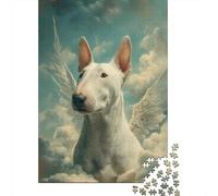 1000 Piece Jigsaw Puzzle for Adults, 70x50cm/1000pcs, Winged Bull Terrier in The Clouds Bull Terrier Remembrance, Screen-Free Activity And Cosy Winter Evenings