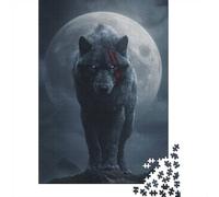 1000 Piece Jigsaw Puzzle for Adults, 70x50cm/1000pcs, Wolf with Scars And Full Moon, Thoughtful Gift Idea, Winter Home Activity And Time at Home