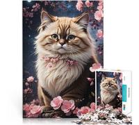 1000 piece jigsaw puzzle for adults A Curious Kitty in Pink Made of cardboard，for and from 14 years and over Difficult to complete but fun and humorous Best Gift for Adults and teenagers。