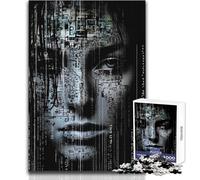 1000 Piece Jigsaw Puzzle for Adults A Face In Binary Code Family Fun & Game Night Analysis And Logic Anti-Stress Toys Size 38x52cm