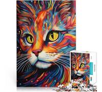 1000 piece jigsaw puzzle for adults Abstract Cat Made of wood，for ages 14 and over Relaxing games As a gift for the whole family and friends。size：50x75cm/14.96x20.47inch