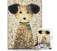 1000 Piece Jigsaw Puzzle for Adults Abstract Dog Portrait with Circle Pattern Family Fun & Game Night Analysis And Logic Anti-Stress Toys Size 50x75cm