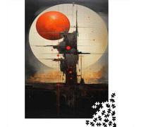 1000 Piece Jigsaw Puzzle for Adults Abstract Sunset Cityscape Painting Jigsaw for Adults Family Game Difficult Challenge Birthday And Unique Gifts 70x50cm/1000pcs