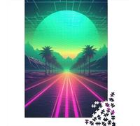 1000-Piece Jigsaw Puzzle for Adults, Abstract Synthwave Dreams, 38x26cm/1000pcs, A Calm After-work Activity; White Card Pieces with Reduced Dust