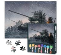 1000 Piece Jigsaw Puzzle for Adults Abstract WWII Tank Art | Winter Battle Scene Military Puzzle | Modern War Vehicle Design 27.5 x 19.7 Inches