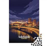 1000 Piece Jigsaw Puzzle for Adults, Adelaide, Australia Cityscape at Night