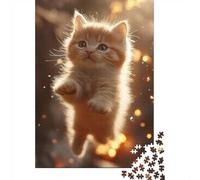 1000 Piece Jigsaw Puzzle for Adults, Adorable Orange Kitten in Mid-Air