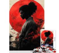1000 Piece Jigsaw Puzzle for Adults African American Japanese Samurai Silhouette Fun Interactive Family Experience Wonderful Holiday Giftsing Choice (50x75cm)