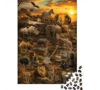 1000 Piece Jigsaw Puzzle for Adults, African Animals Safari Sunset