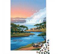1000 Piece Jigsaw Puzzle for Adults, African Safari Landscape Illustration