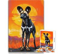 1000 Piece Jigsaw Puzzle for Adults African Wild Dog Sunset Family Fun & Game Night Analysis And Logic Anti-Stress Toys Size 38x26cm