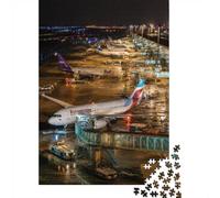 1000 Piece Jigsaw Puzzle for Adults, Airport Airplanes Night-1