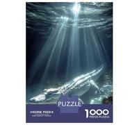 1000 Piece Jigsaw Puzzle for Adults, Albino Alligator Underwater Artwork, Challenging Brain Teaser, Christmas Family Activity, Precision Cut Pieces, 70x50cm/1000pcs