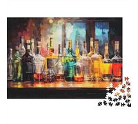 1000-Piece Jigsaw Puzzle for Adults, Alcohol Bottles Displayed on Bar Counter, 38x26cm/1000pcs; Smooth White Cardboard Pieces; for Calm Concentration at Home