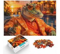 1000 Piece Jigsaw Puzzle for Adults, Alligator in Orange Style Suit | For rainy days at home, this adult jigsaw puzzle with 1000 pieces makes an engaging indoor activity for adults.