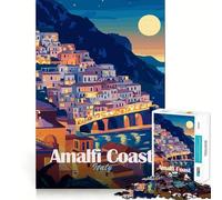1000 Piece Jigsaw Puzzle for Adults Amalfi Coast Italy at Night Tight Cut Fun Mind Game Gift Relax Fun Time Birthday Game Gift (38x52cm)