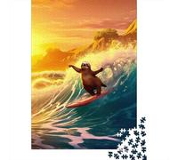 1000-Piece Jigsaw Puzzle for Adults, Amazing Sloth Holiday Beac, 52x38cm/1000pcs, Shared Puzzle Activity, Quiet Home Time And Time Together