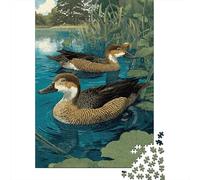 1000-Piece Jigsaw Puzzle for Adults, Amazonian Duck Paradise, 52x38cm/1000pcs; A Calm After-work Activity; Low-dust White Cardboard Pieces