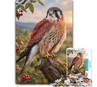 1000 Piece Jigsaw Puzzle for Adults, American Kestrel Autumn Berries | For free time at home: Adult jigsaw puzzle with 1000 pieces makes a satisfying choice for longer puzzle sessions.
