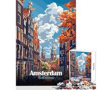 1000 Piece Jigsaw Puzzle for Adults Amsterdam Netherlands Cityscape Art Fun Interactive Family Experience Wonderful Holiday Giftsing Choice (38x52cm)