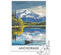 1000-Piece Jigsaw Puzzle for Adults, Anchorage Mountain Lake, 52x38cm/1000pcs, Shared Puzzle Activity, Weekend Leisure And Couples And Families